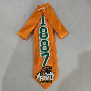 Orange FAMU Rattlers Graduation Stole Tie Brooch